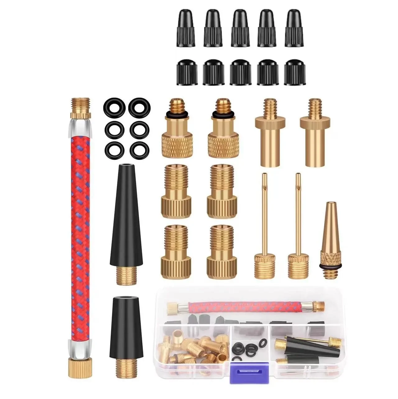 Basketball Pump Needle - 21/26-teiliges Fahrradreifen-Aufpumpset mit Schlauchnadeln und Luftschlauchadaptern