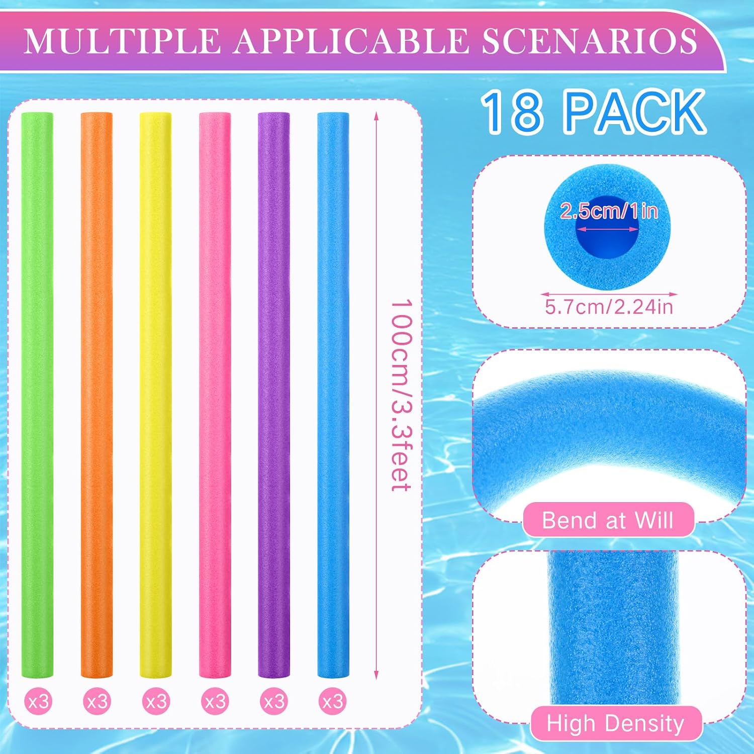 18er-Pack Schwimmnudeln, 39 x  – Foam Pool Noodle Bewertung und Preis